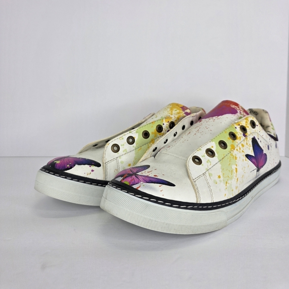 Goby Sneaker GSS117 Colorful Butterfly Graffiti Print Women's Casual EU 41 US 10 - Picture 4 of 14